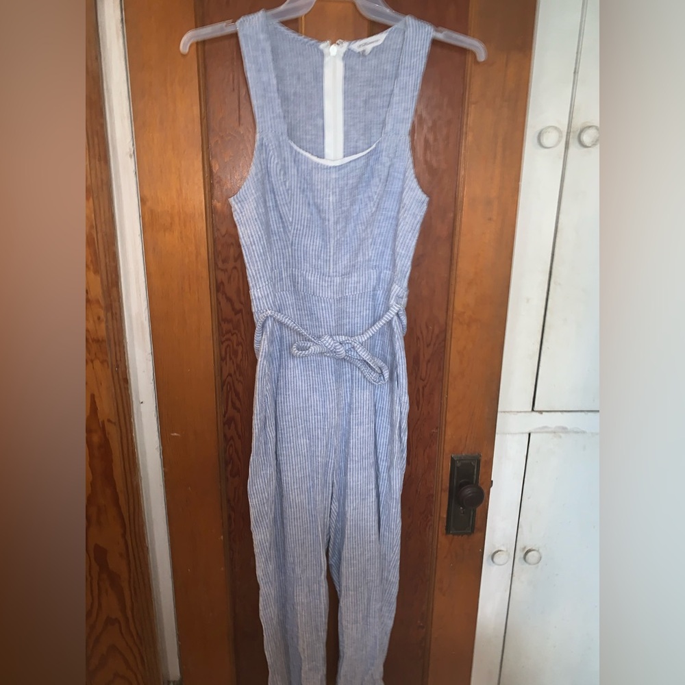 BCBGeneration Light Blue Striped Jumpsuit
